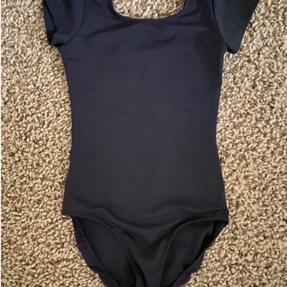 Eurotard Black Short Sleeve Ballet Leotard S